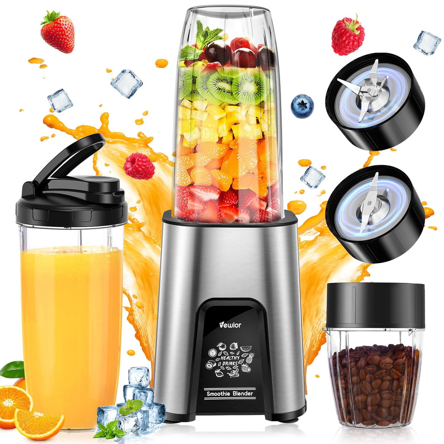 

Juicer mixer 850W high 6 in 1 790 ML large VEWIOR can crush 2 large 6 blades high speed overheating gift [1 unit, power, & capacity] ice,
