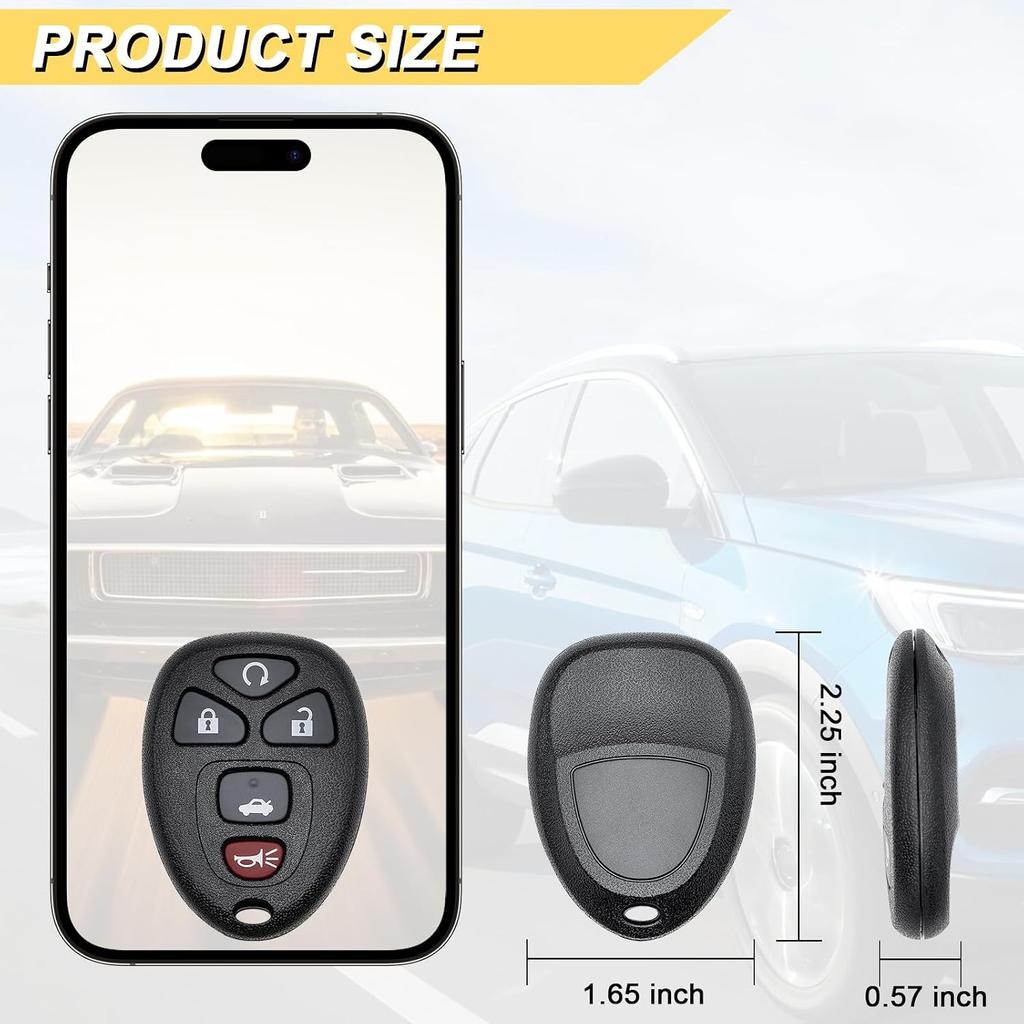Key Fob for 06-10 Chevy Cobalt/ 04-12 Malibu/ 07-09 Pontiac G5/ 05-10 G6/ 05-08 Grand Prix/ 05-09 Buick Lacrosse Car Keyless, KOBGT04A, 5 Buttons