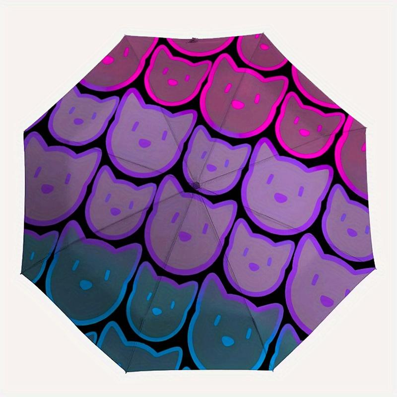 

1pc Cat Face Pattern Automatic Folding Umbrella, Portable & Foldable Design with 8 Ribs, Casual Outdoor Accessory yy250805102