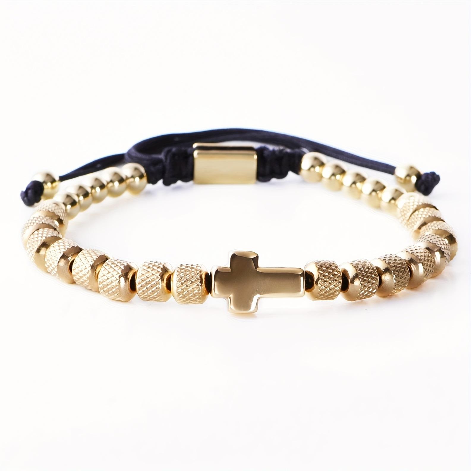 

2026 European and American Jewelry Fashion Cross Jewelry Bracelet Simple Niche Versatile Woven Bracelet 19CM золотой