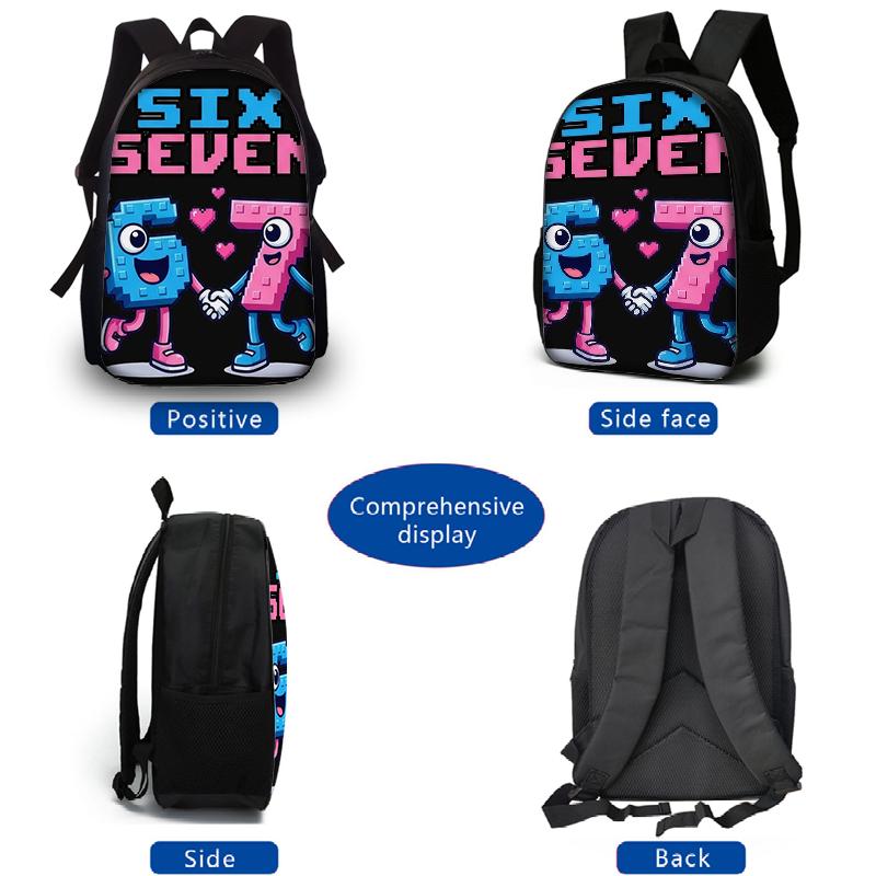 3PCS Numbered 6&7 Pattern Backpack Set | The Perfect Choice for School & Travel
