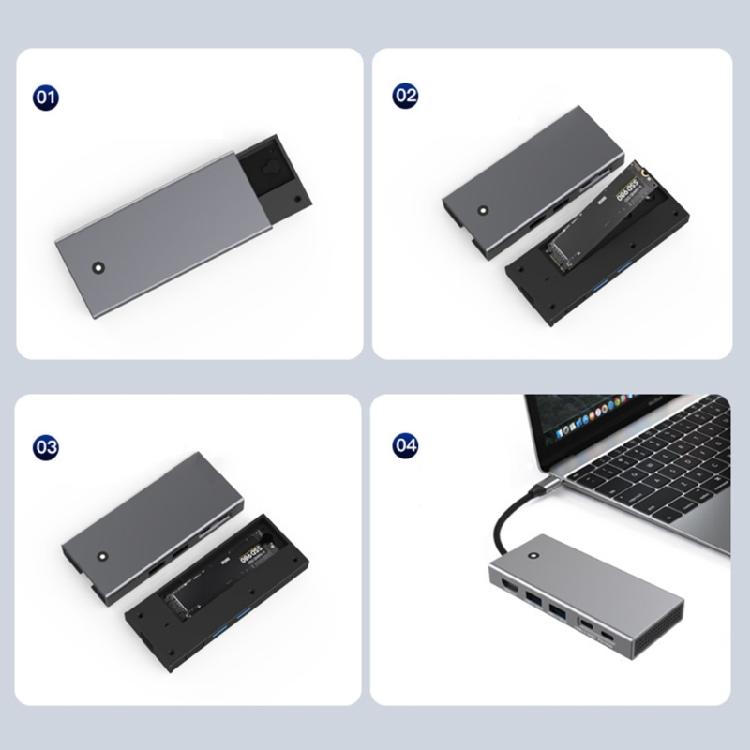 M.2 Two Protocols TypeC Docking Station PD100W USB3.2 10Gbps HDMIcompatible2.0
