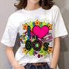 Love 80 3D printed T-shirt for women, summer O-neck short sleeved oversized top, casual T-shirt, loose streetwear Harajaku
