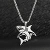 Unique Shark Hollow Pendant Necklace with Stainless Steel Cuban Chain, a Stylish Streetwear Piece for Men