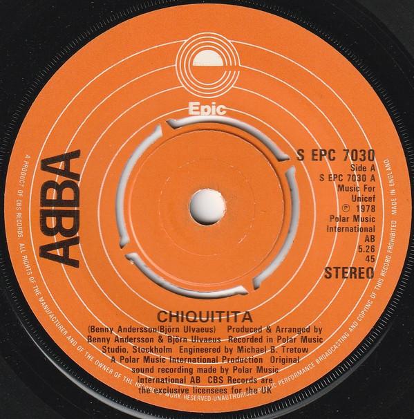 

7inch Record ABBA Chiquitita SEPC7030 Epic 1979 UK Pop Used