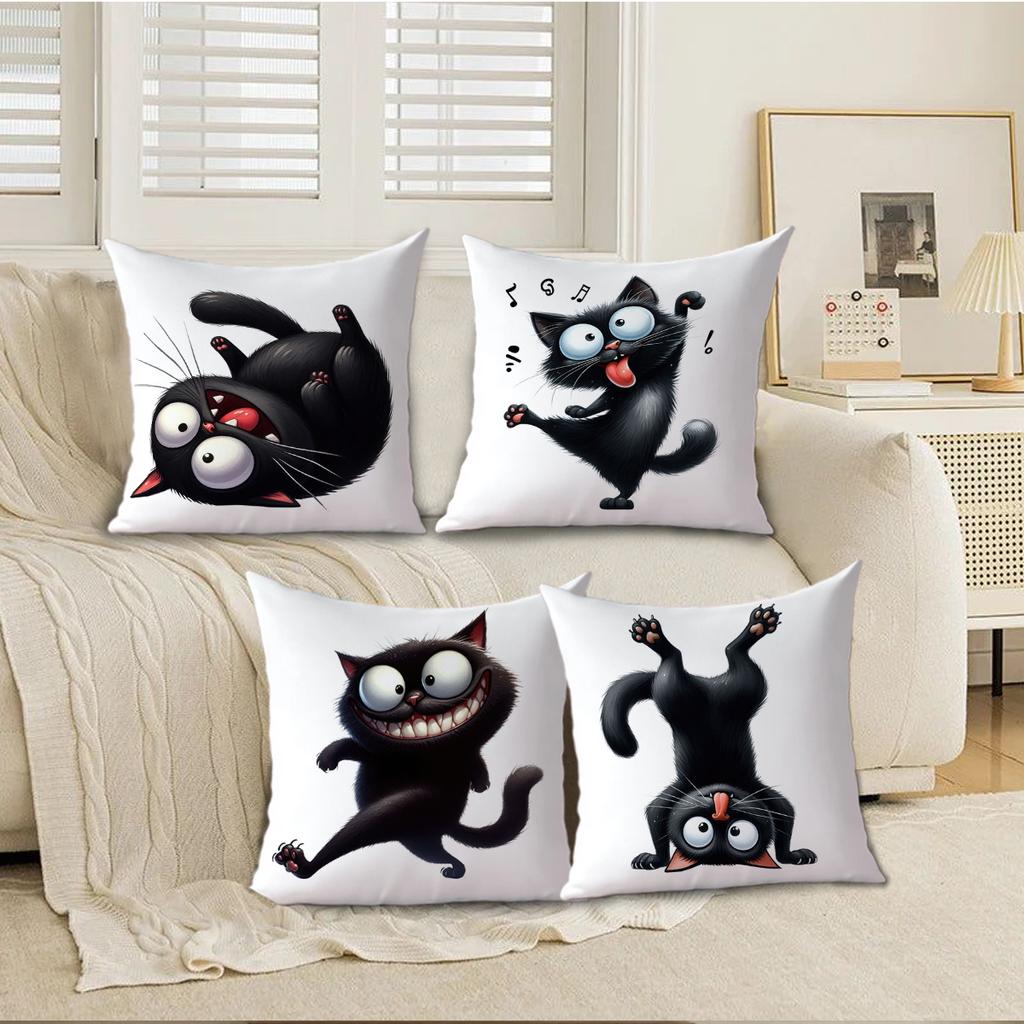 Funny Cat Design Pattern Digital Printing Pillow Cover Short Plush Suitable Living Rooms Bedrooms Sofas Throw Cushion Cover