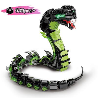 Non-Toxic 689Pcs Mechanical Glow In Dark Cobra Animal Building Blocks Set Diy Tabletop Decoration Model Birthday Christmas Gifts For Kids