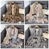 Cotton Ethnic Style Yarn Shawl Long Square Hijab Scarf Sweet Big Pattern Headscarf  Vacation