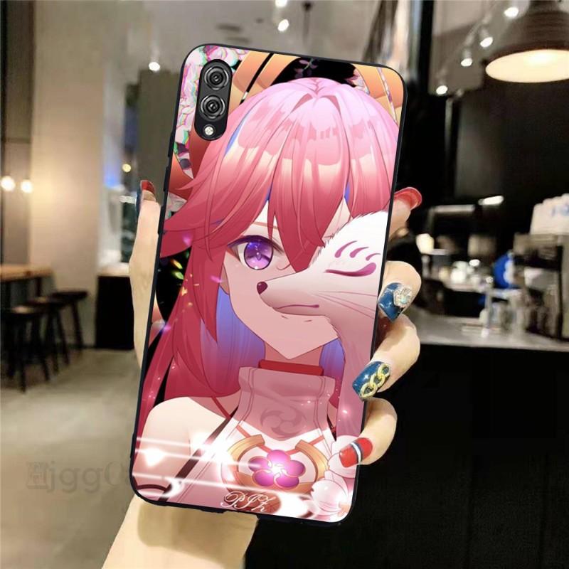 Genshin Impact Yae Miko Phone Case For Honor 70 50 20 7S X9 X8 X7 Magic 4 3 Pro Soft Black Phone Cover