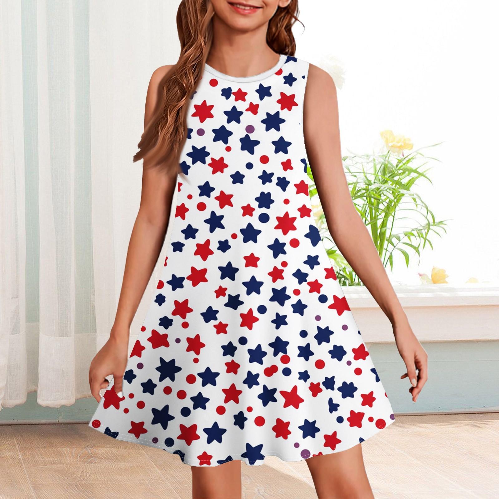 

Літня сукня для дівчинки. Кольорове повсякденне плаття без рукавів 120