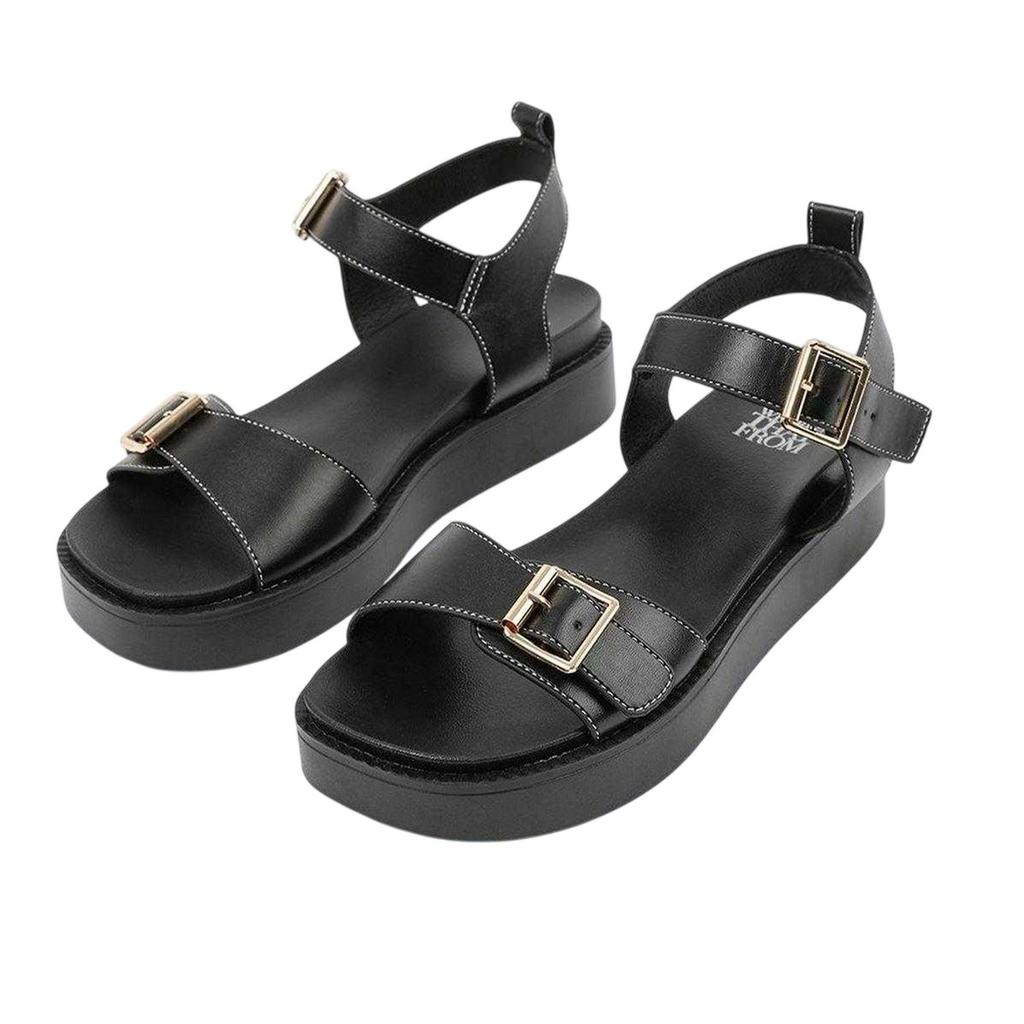 Where's That From Womens/Ladies Double Buckle Casual Platform Sandals