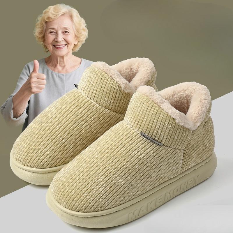 New Plush Thick-soled Slippers for Women's Home Use, Including Heel Shoes and Cotton Shoes