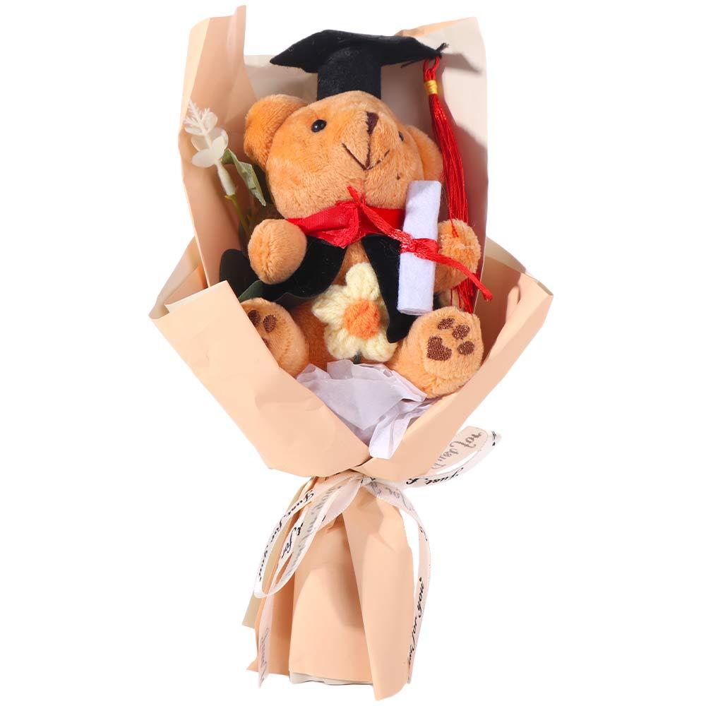 

Graduation Season Little Bear Crochet Bouquet Graduation Ceremony Celebrate Party Graduation Flower Bouquet Congratulation оранжевый