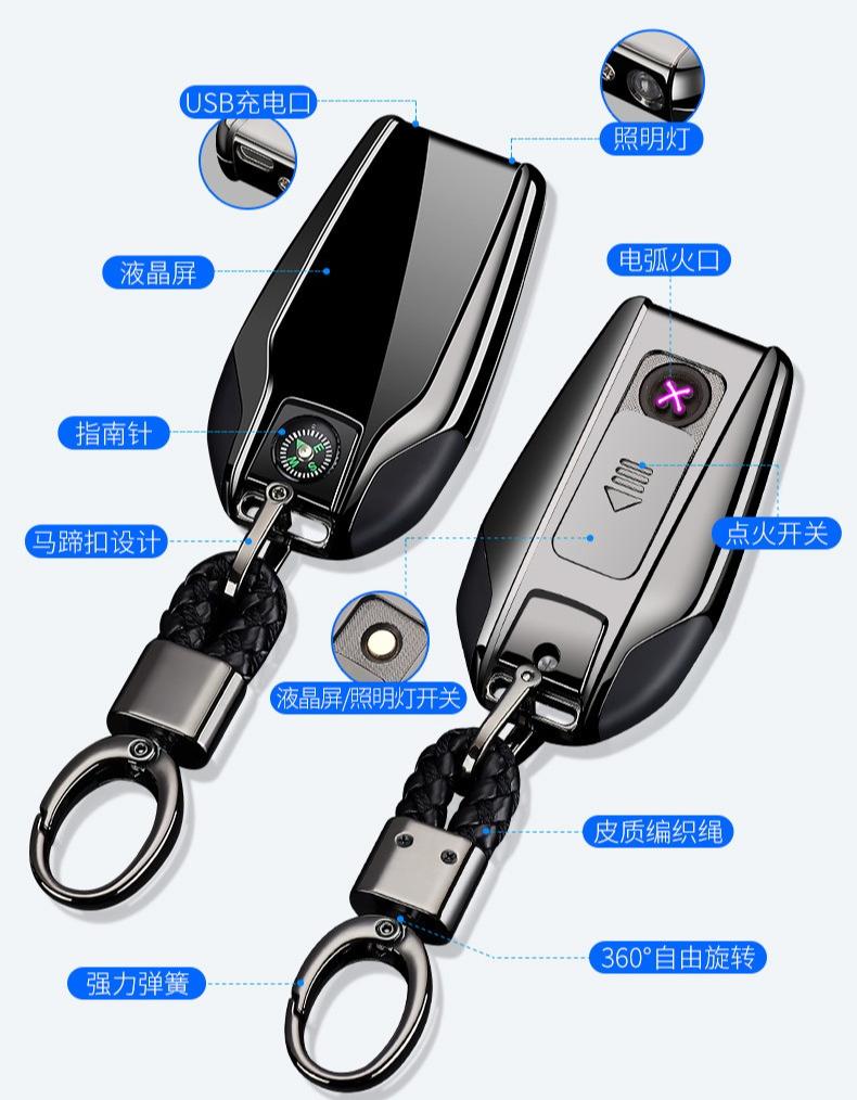 New High-end Windproof USB Charging Lighter Portable Multifunctional Keychain Igniter Affordable Luxury  Accessories Gift