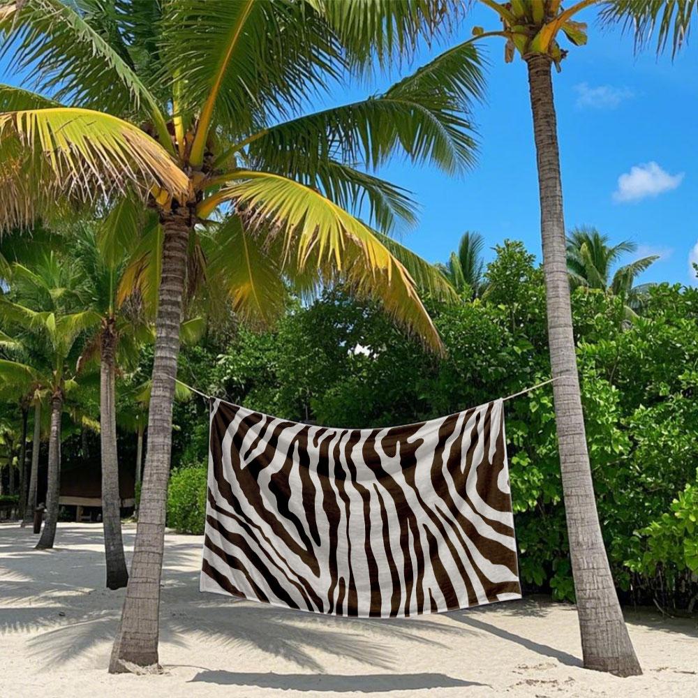 Braun-Weiße Zebrastreifen Schnelltrocknendes Badetuch Mikrofaser Strandtuch Leichtgewicht Schwimmen Camping Yoga Strand Out
