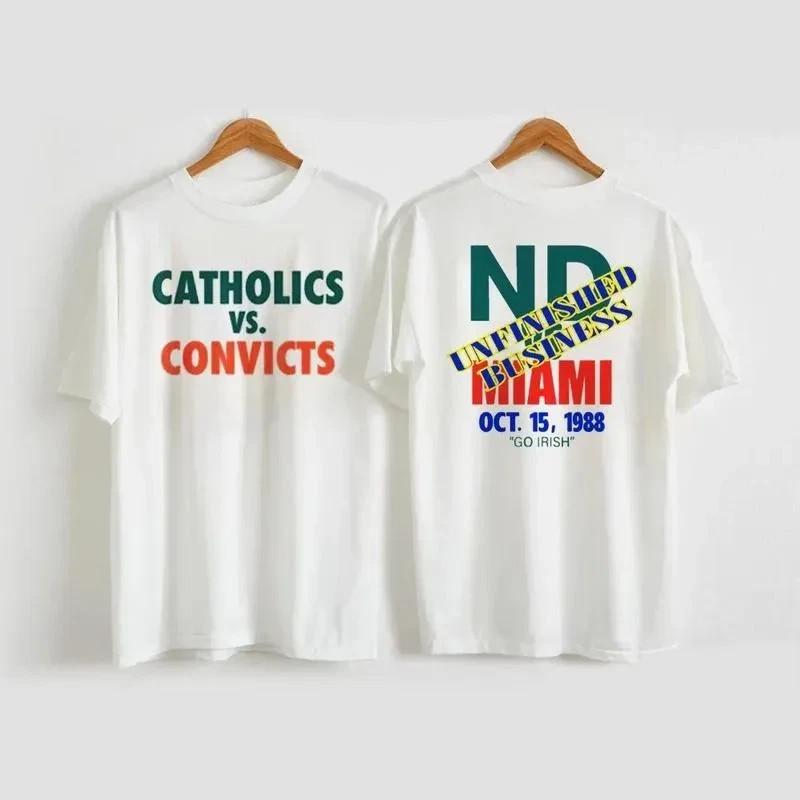 Vintage Styles Catholics Vs Convicts Vintage 1988 Notre Dame Vs Miami Football XXXL