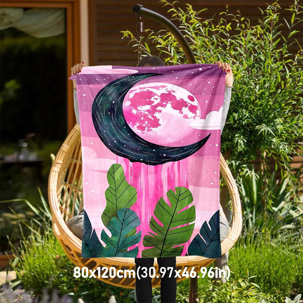 

1pc moon pink Outdoor Flannel Blanket Soft Warm All-Season Throw for Sofa Bed Car Camping Office, Cozy Gift Idea1184S 80x120cm(31x47inch)