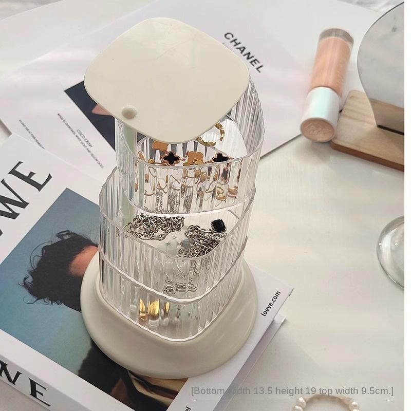 

Rotating jewelry storage box, high-end exquisite 2025 new earrings, stud earrings, necklace, hand jewelry, hairpin, белый