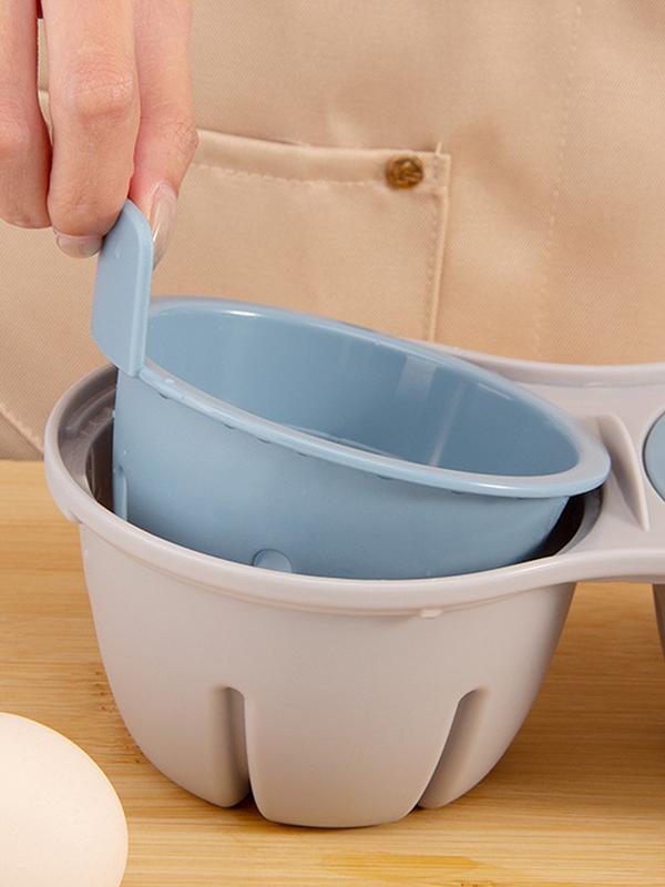 Egg Boiler for Microwave 2-Cavity Breakfast Cooker Nonstick Poached Egg Maker with Lid Heat Resistant Kitchen Gadget