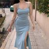 Pure and Tempting Hot Girl Tie-Up Backless Dress for Women, New Summer Waist-Cinching Hip Dress, Slit Slip Dress