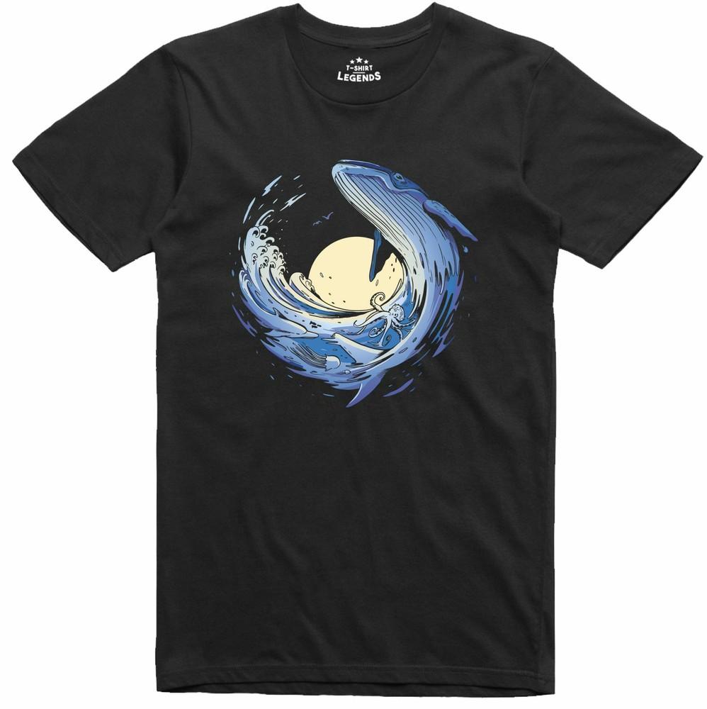 

T-Shirt Baleine Pour Hommes Coupe Régulière Imprimé Nature En Coton 4XL