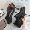 Men's Casual Business Leather Derby Shoes Trendy Mens Lace-up Thick Sole Heightened Shoe British Style