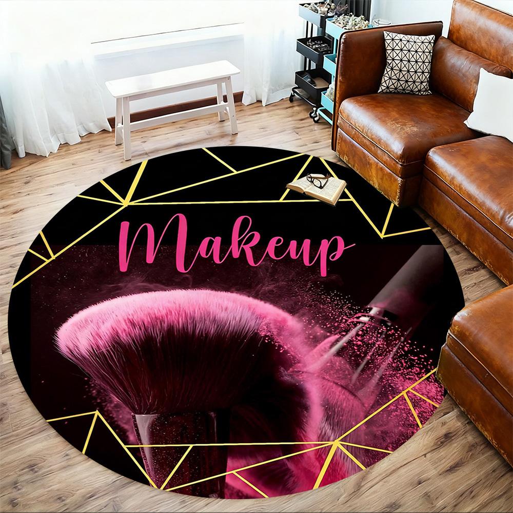 1pc Makeup Brush Round Chair Mat Office Area Rug - Non-Slip, Floor Mat for Office, Bedroom, and Indoor Decor P127282