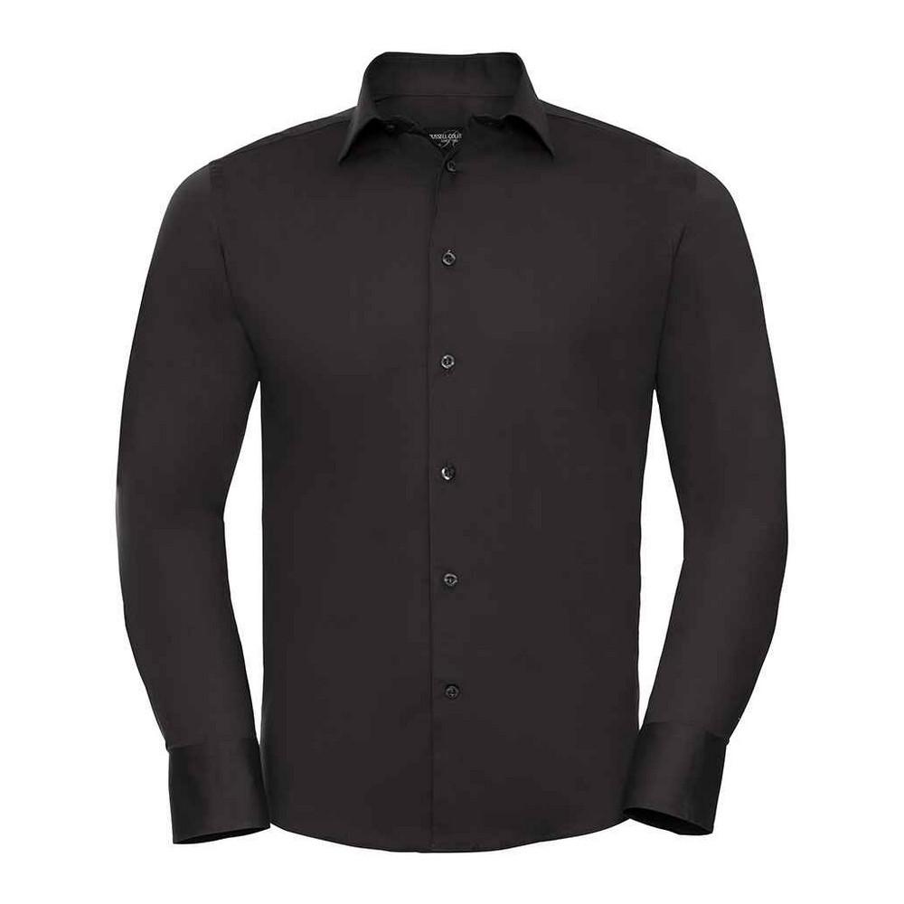 Russell Collection Mens Stretch Fitted Long-Sleeved Shirt