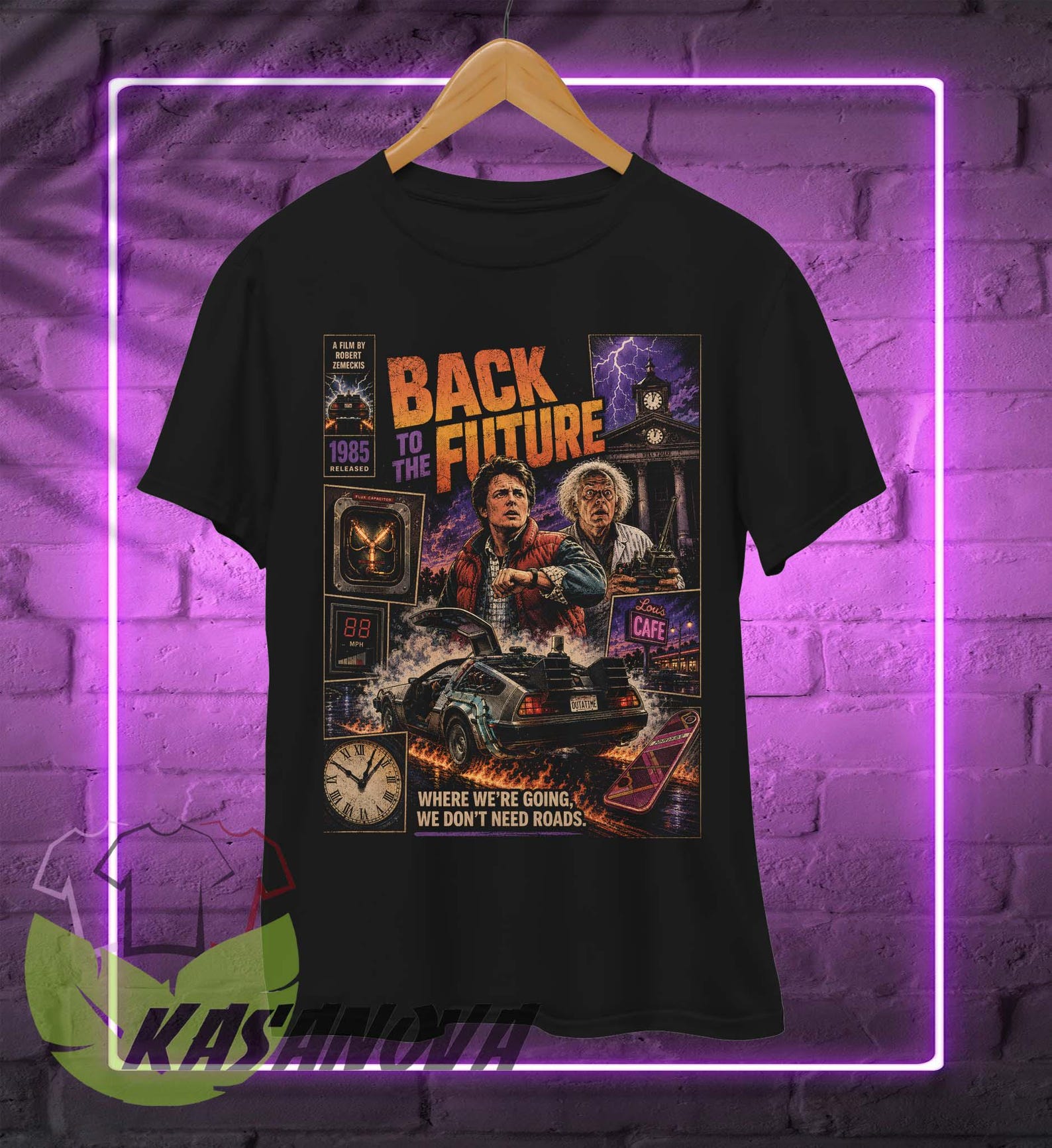 Back to the Future T-Shirt, DeLorean 80s Movie Graphic Tee 2XL