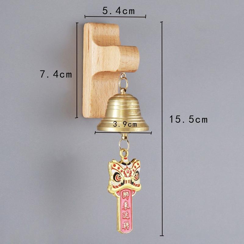 Home Decor Solid Wood Copper Bell Pendant with Magnetic Lion To Operate Wind Chimes, Home Reminders Doorbells Housewarming Gifts