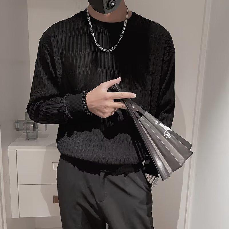 Podzimní mikina pánská trendy ins trendy top s kulatým výstřihem nový pánský ležérní pulovr trendy tričko s dlouhým rukávem