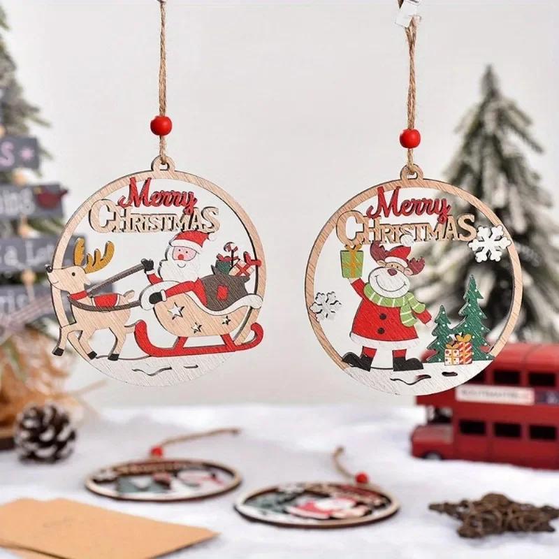 Christmas Pendants Christmas Decorations Wooden Pendants Christmas Hollowed-out Old Man Hang Out Christmas Decorations