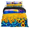 Sunflower Duvet Cover Set Yellow Flower Bedding Set Sunflower Botanical Floral Garden Bloom Print on Black Polyester Quilt Cover