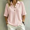 Haut polo tricoté à manches courtes pour femme Col polo Streetwear Pull Blouse