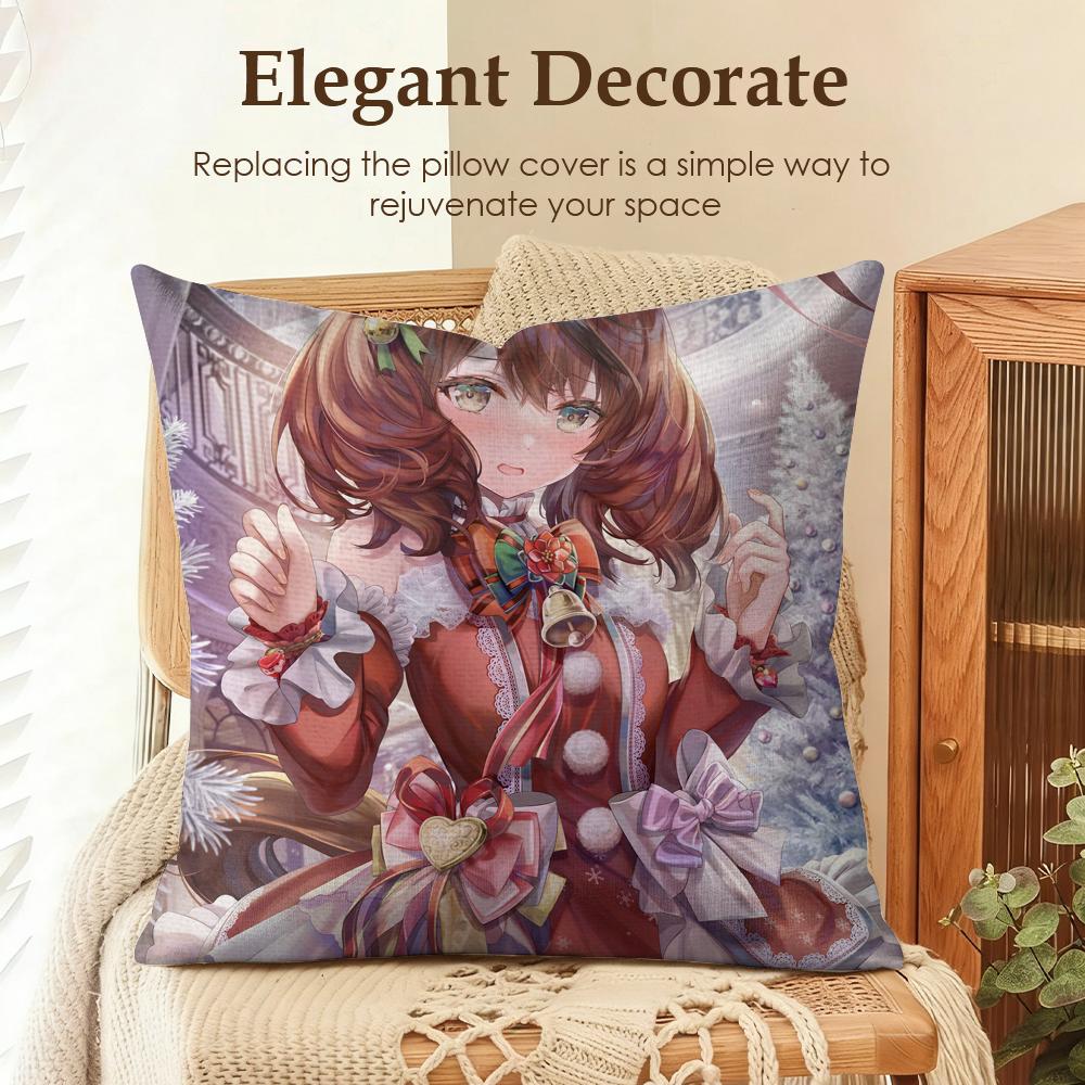 

UUma Musume Pretty Derby Cushion Cover Natural Linen Organic Fabric DoubleSided Printing Sofa Home Decor Gift Pillow Case 30x30cm