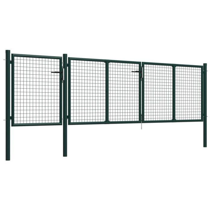 Portail de jardin Acier 400 x 100 cm Vert
