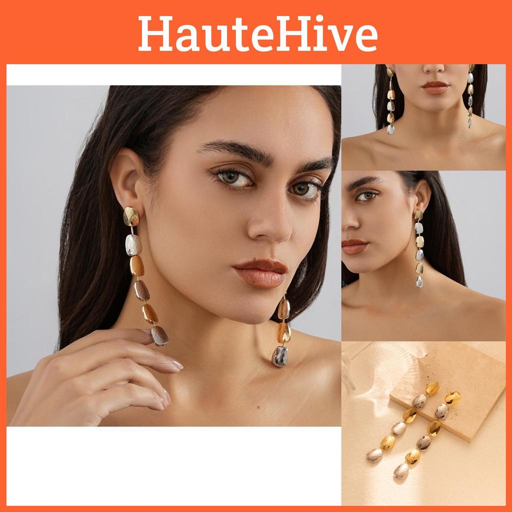 Trendy Geometric Chain Metal Earrings Stylish Winter 2023 Alloy Jewelry