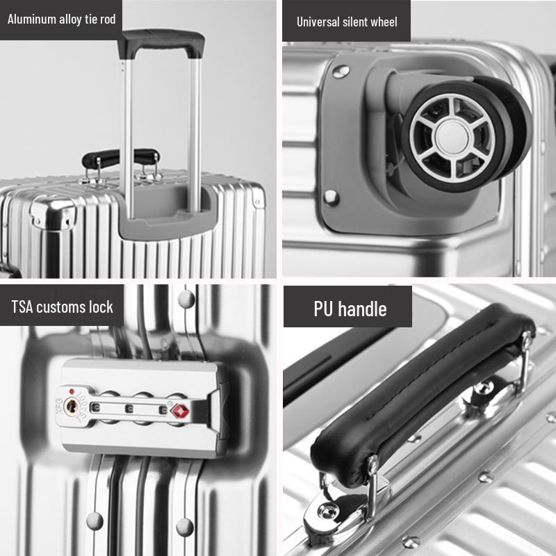 Retro Aluminum Frame Trolley Suitcase with Universal Wheels - Available in 20", 24", 26", 28" for Men and Women