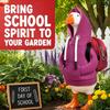 7 Zoll Veranda Gans Outfit Zurück zur Schule Thema Bedrucktes Kleid mit Hut Schultasche Bleistift für Schüler Garten Hof Terrasse Rasen Dekor