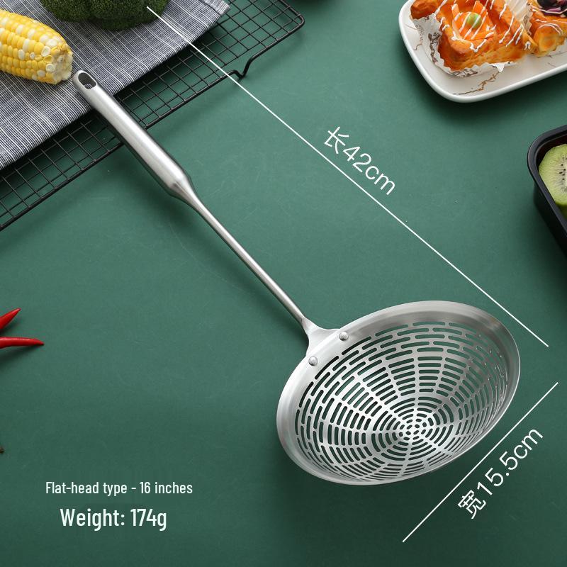 Stainless Steel Ladle with Rosewood Handle - Large Draining Sieve for Hot Pot & Frying