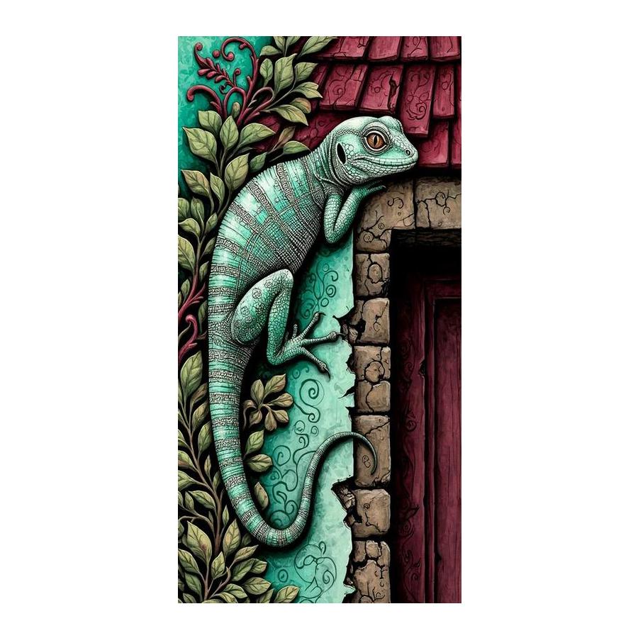 Gecko Tamaño Grande Pintura de Diamantes Animales Diy Taladro Cuadrado Redondo Completo Bordado de Pedrería Mosaico Kits de Punto de Cruz Decoración de Pared
