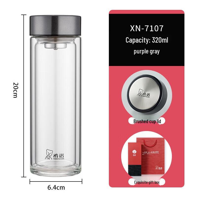 Heenoor Double Wall Glass Tea Infuser Bottle