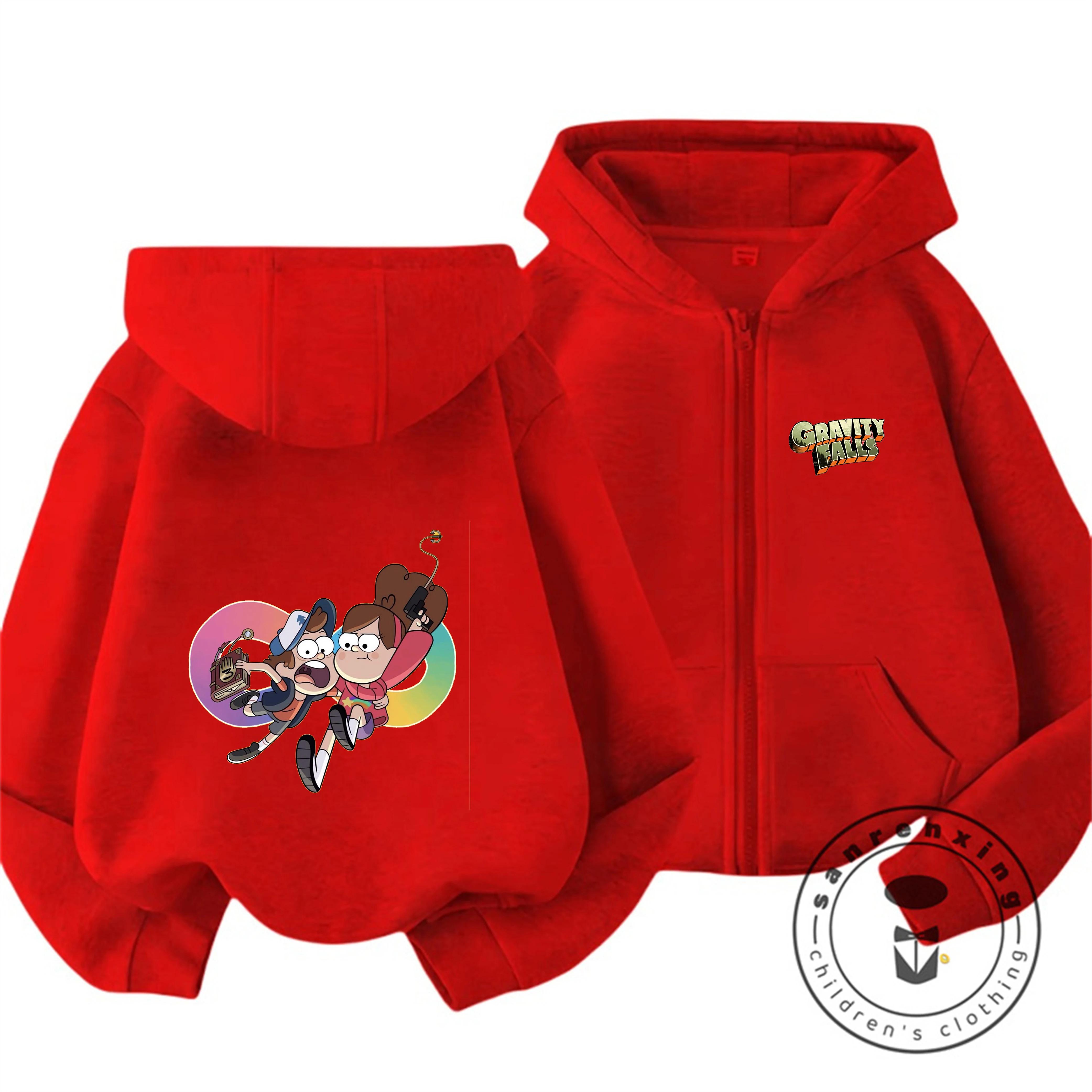 Outdoor Winter Vintage Waschung Gravity Falls Reißverschluss Hoodie Kinder Retro Kapuzenjacke 110