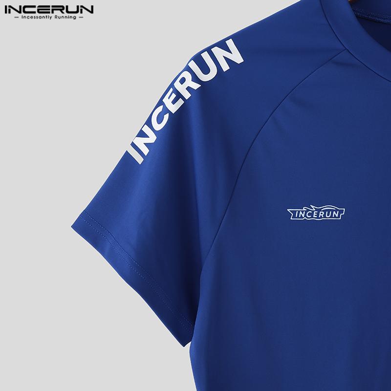 INCERUN 2 STÜCKE Herren Kurzarmhemden Kurze Hosen Lässig Figurbetont Sportlich Zweiteilige Sets