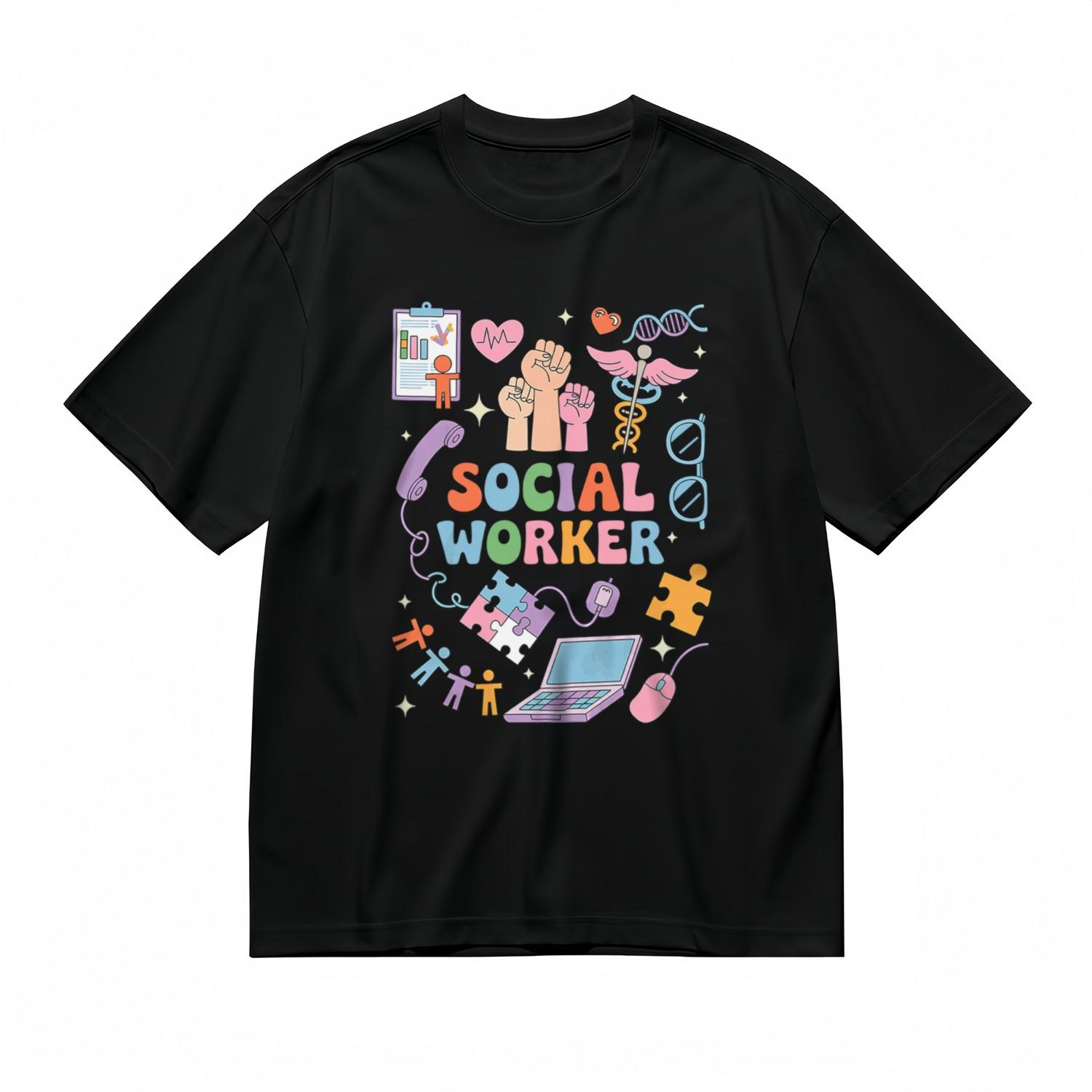 Men s Trend Inspirational Comfy Classic T-Shirt Mens Womens Tees Top Social Worker Career Cotton Tee 4XL