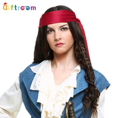 Halloween maskerbal spel vrouwen piraten podiumkostuum, rood hoofddoek cowboy piratenkostuum