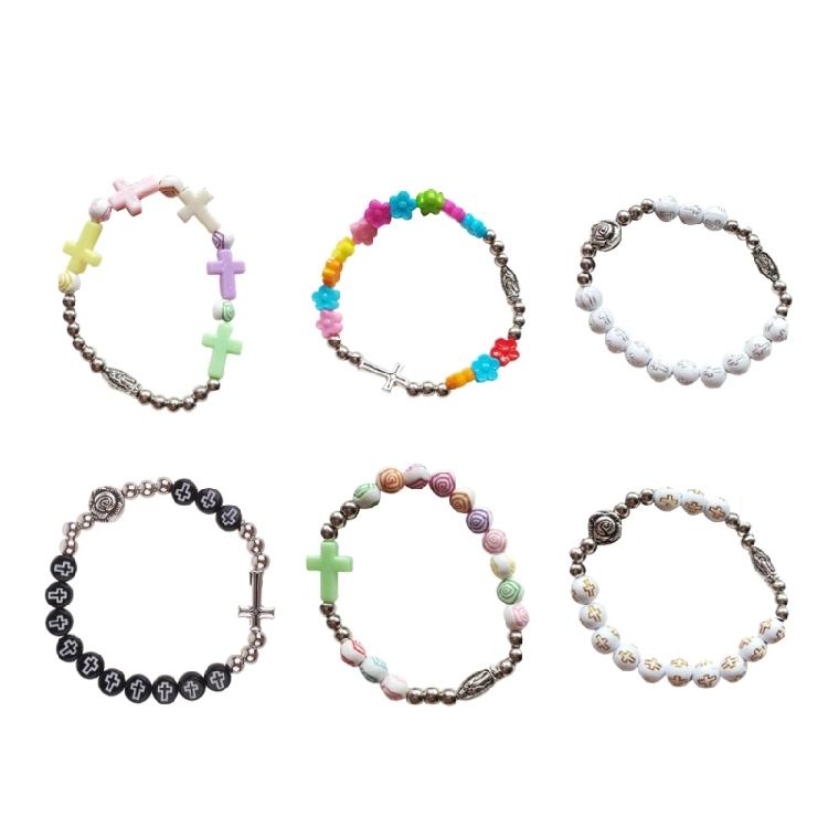 Catholic Cross Rosary Bracelet Bangle Prayer Catholic Jewelry Religious Gift