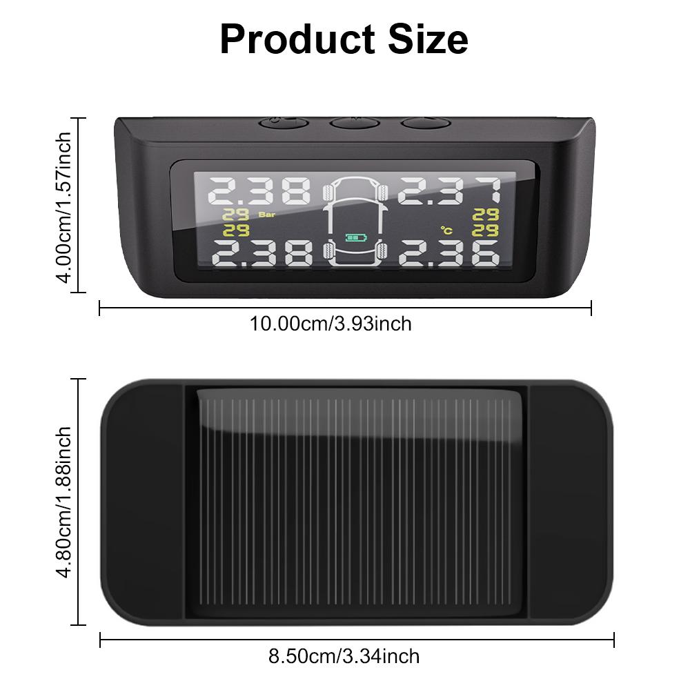 Auto Security Alarm Systems Digital LCD Display Car Tire Pressure Monitoring System USB / Solar TPMS 0-6.0Bar
