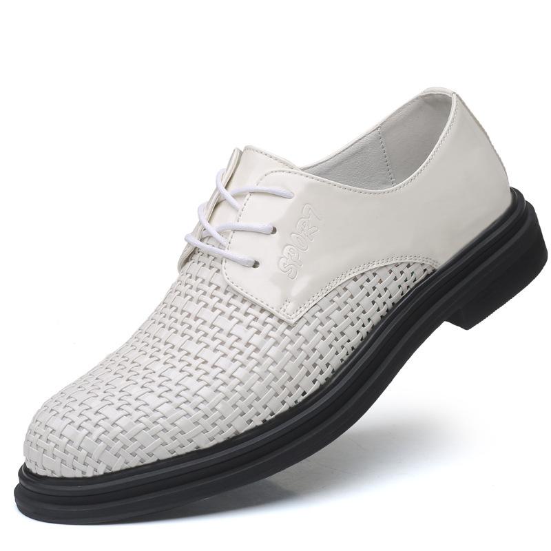 Summer men's sandals men's hand-woven breathable business dress casual leather shoes hole shoes men's shoes platform shoes