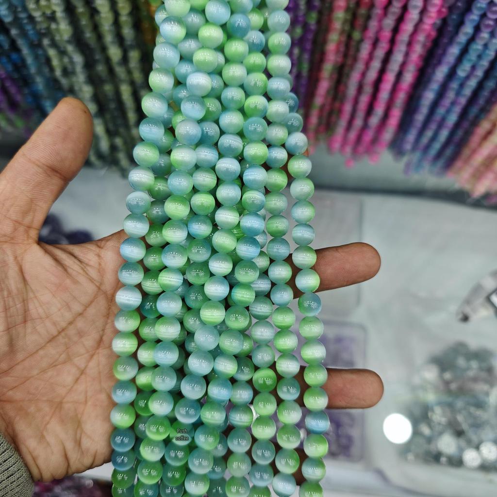 10mm Cat's Eye Stone Beads: Single, Double, Triple Color Options for DIY Jewelry Accessories.
